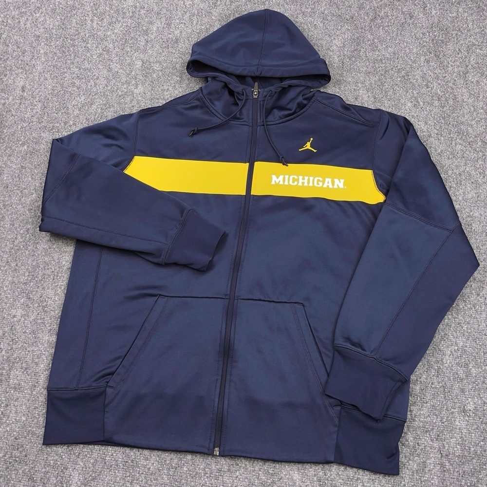 Nike Air Jordan Michigan Wolverines Full Zip Hoodie Men's XL Blue Hooded NCAA